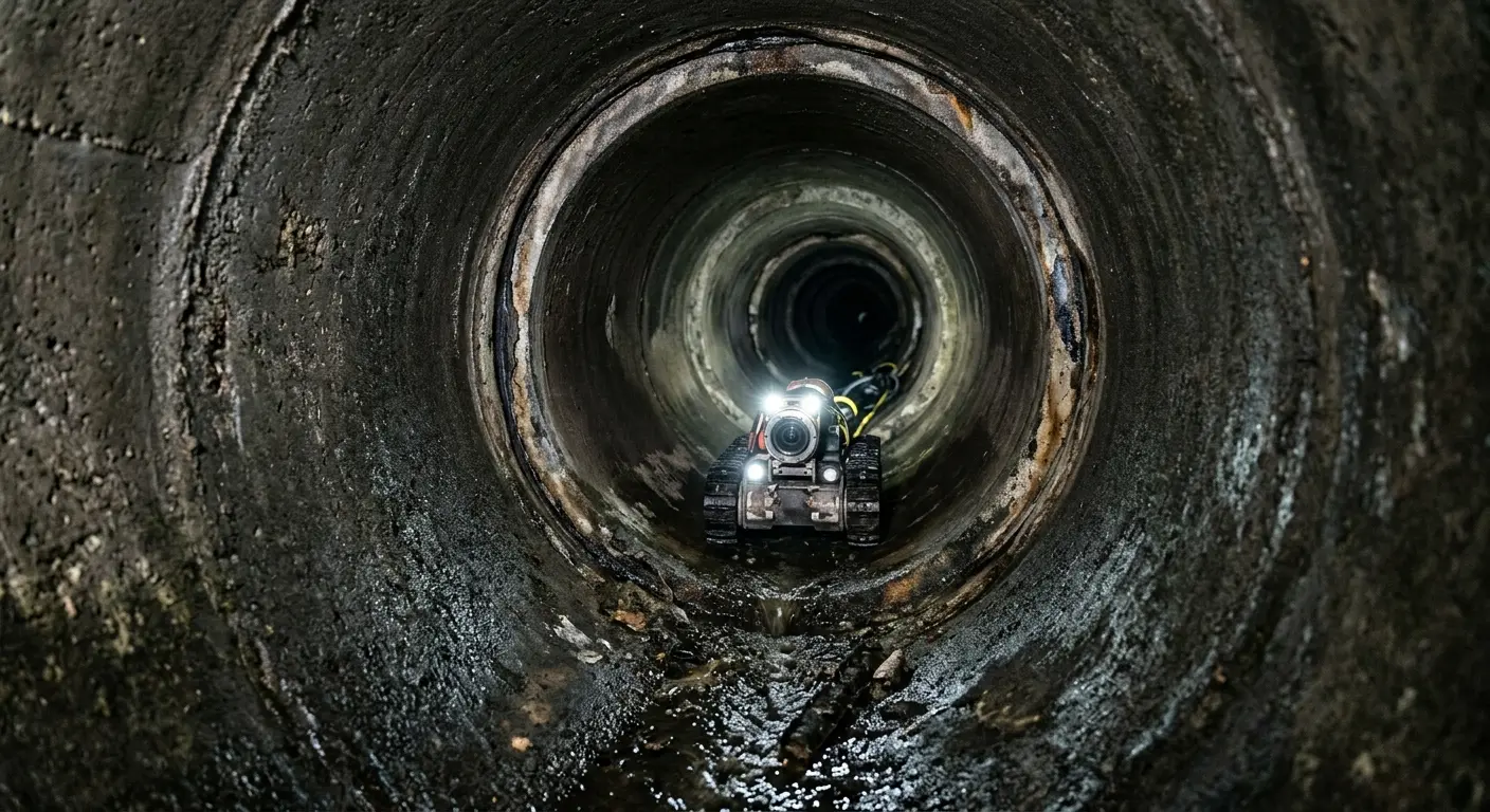 Robotic sewer camera inspecting pipe interior for Sewer Line Cleaning in Maitland